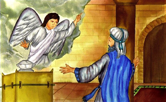 Christmas-Y4 An image of an angle speaking to a man.