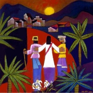 Easter-Y4-300×300 A drawing of three man looking at a city during sunset.