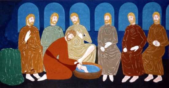 Holy-Week-Y2 A drawing of the "washing feet" text from the Gospels.