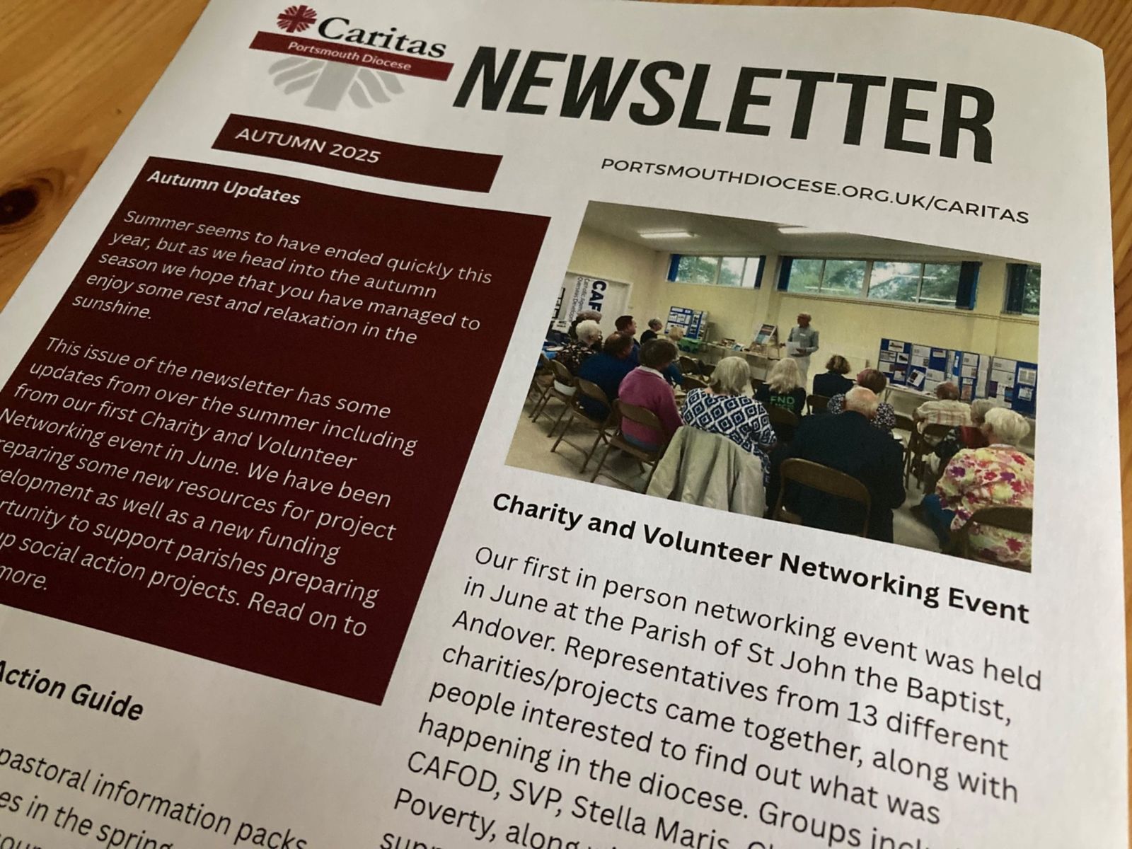 A picture of the front page of a Caritas Newsletter